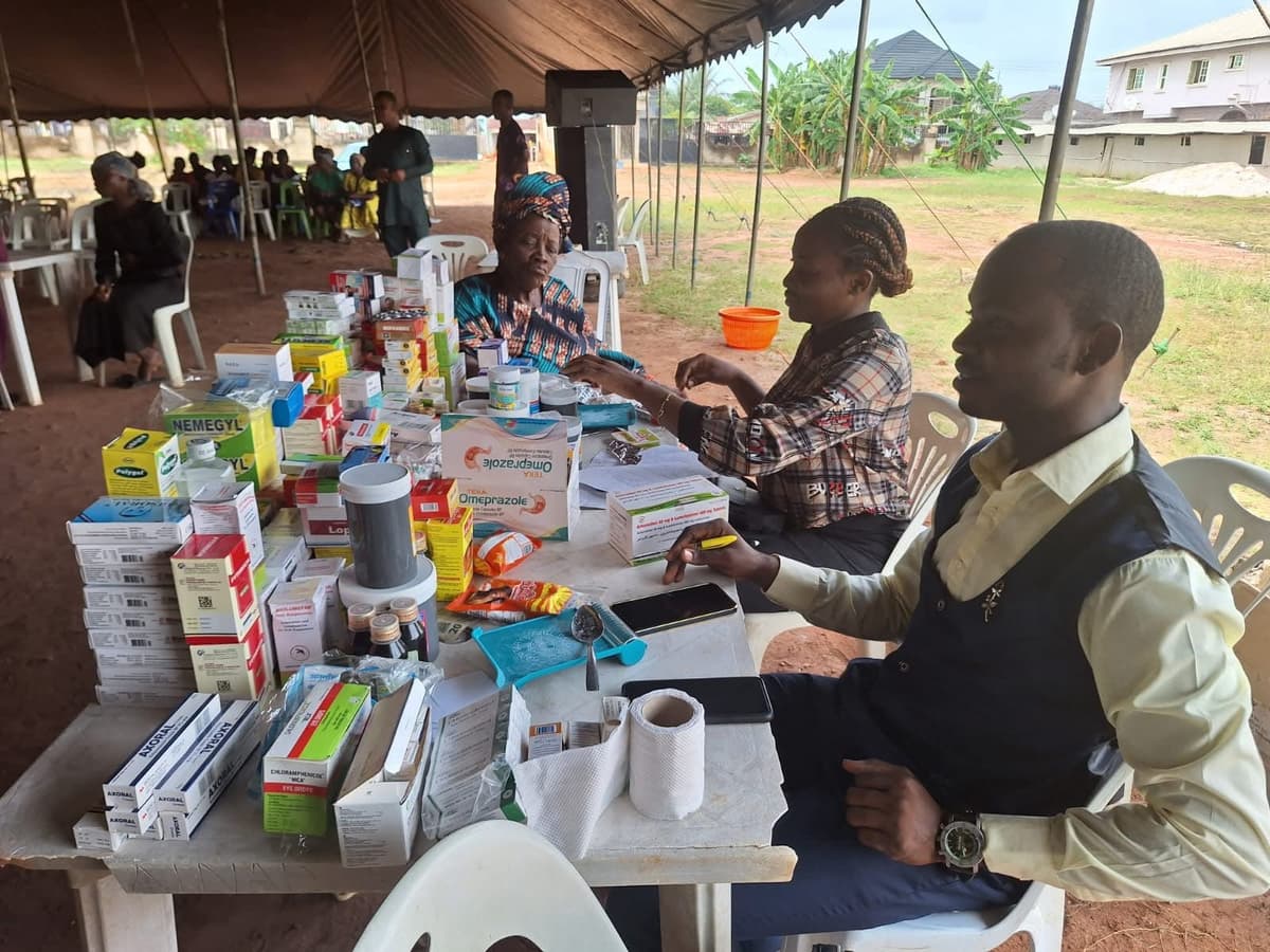 Medical professionals serving community