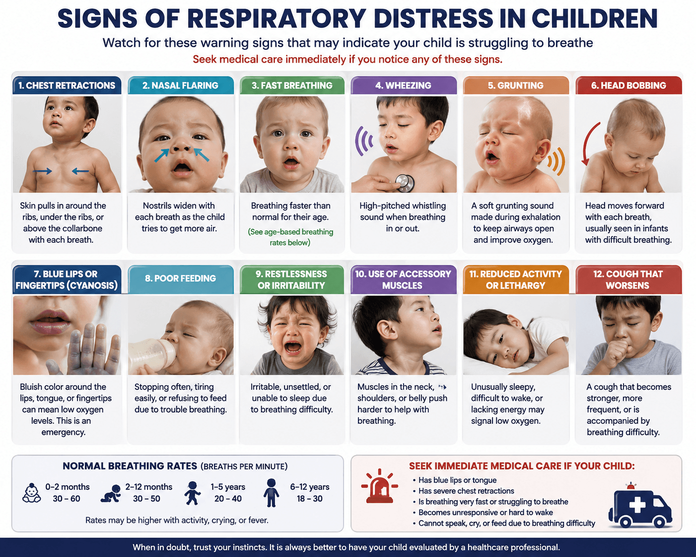 Signs of respiratory distress in children